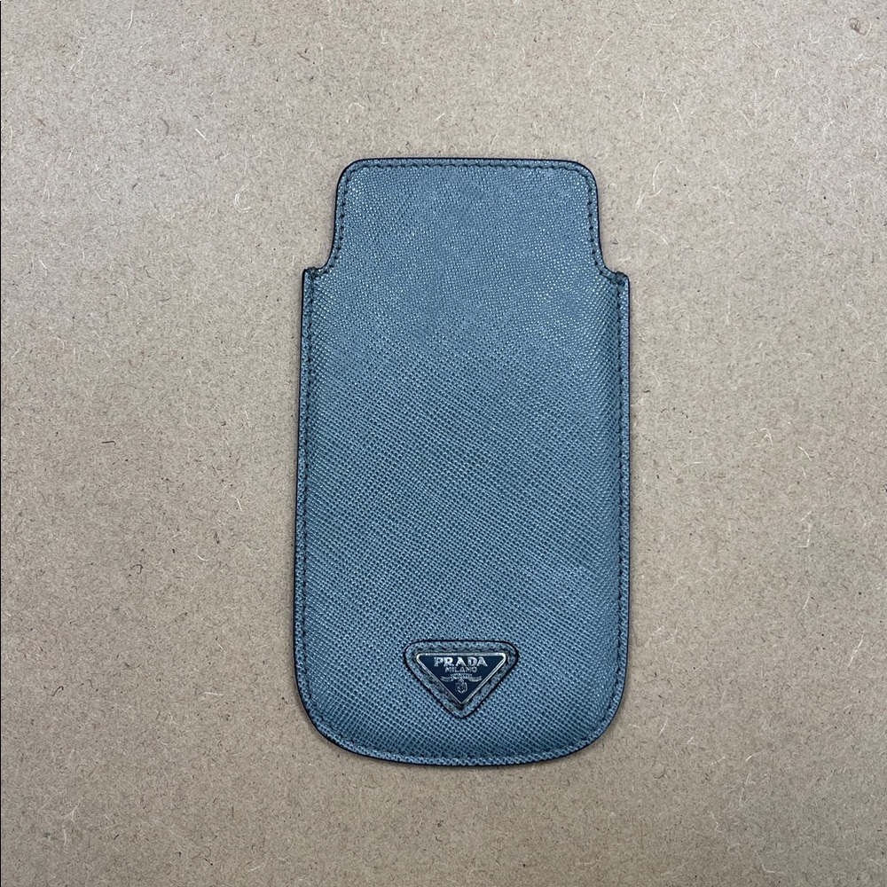 Prada Grey Saffiano Leather Phone Case Sleeve